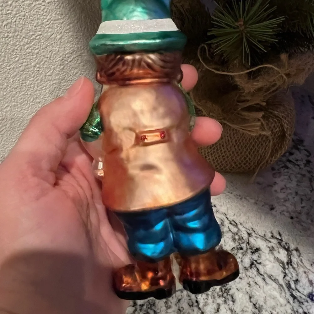 Fisherman Blown Glass Christmas Ornament Trout Creel Catch of Day Fish